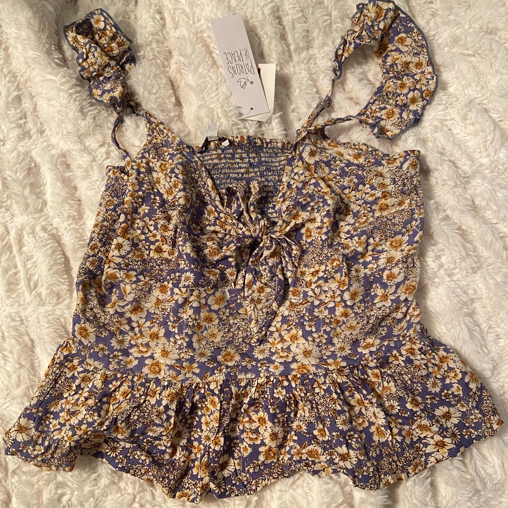 Floral tie-front tank